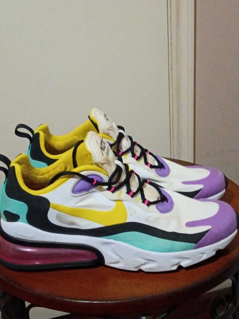 Nike Women's Air Max 270 'Bright Violet' React Dynamic Yellow AT6174-101 Size 9